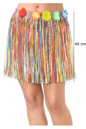 Yetişkin Ve Çocuk Uyumlu Rengarenk Püsküllü Hawaii Luau Hula Etek 40 &hellip;