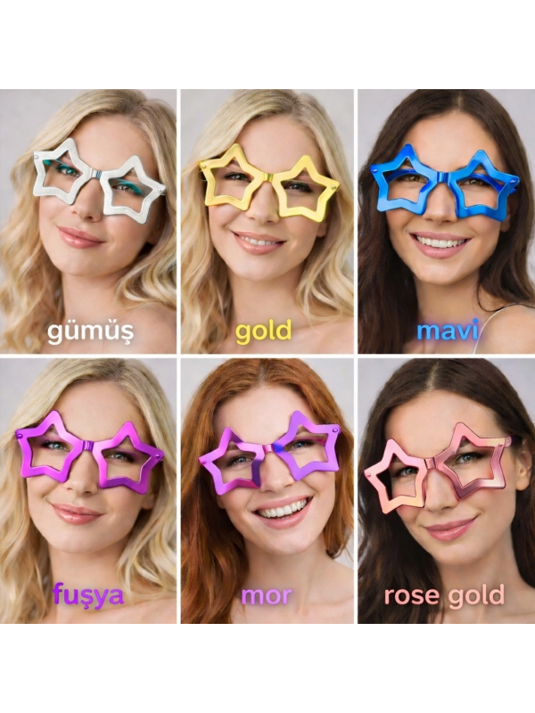 Yıldız Şekilli Parti Gözlüğü 12 Adet – 6 Renk ( Camsız )… Yıldız Şekilli Parti Gözlüğü 12 Adet – 6 Renk ( Camsız )…