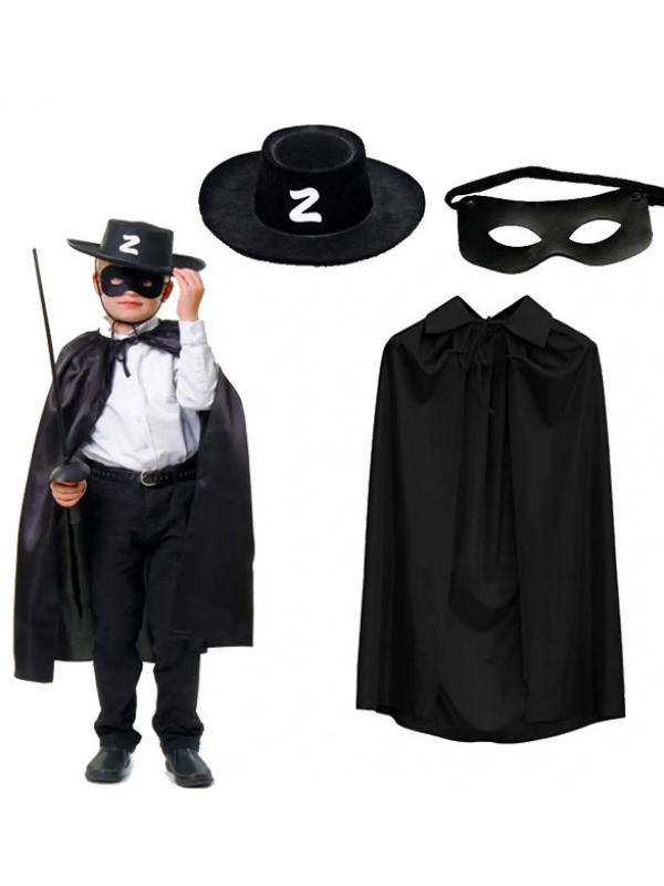 Zorro Pelerini Şapkası Ve Maske Seti Çocuk Boy&hellip;