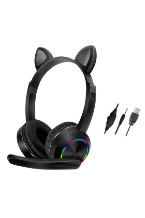 LRZ02 AKZ020 Kafa Üstü Işıklı Kedi Kulaklık - Siyah…