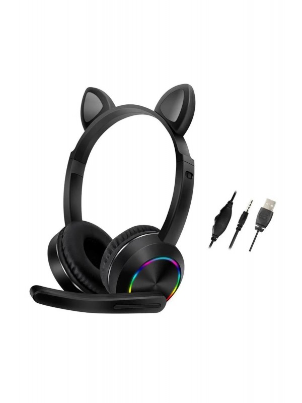 LRZ02 AKZ020 Kafa Üstü Işıklı Kedi Kulaklık - Siyah&hellip;