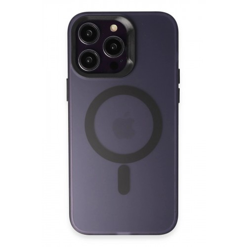 LRZ02 iPhone 14 Pro Kılıf Mateks Magsafe Kapak - Derin Mor