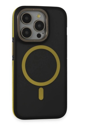 LRZ02 iPhone 14 Pro Max Kılıf Rocky Magsafe Kapak - Siyah-Sarı&hellip;