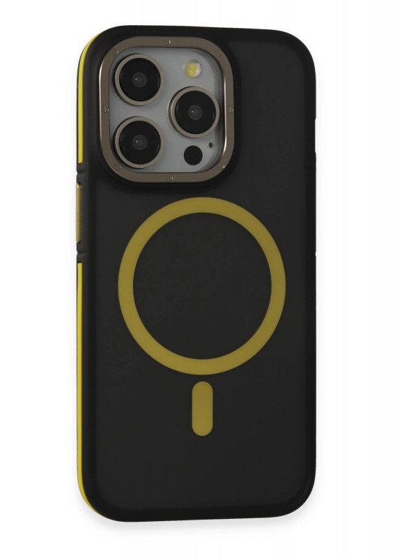 LRZ02 iPhone 14 Pro Max Kılıf Rocky Magsafe Kapak - Siyah-Sarı&hellip;
