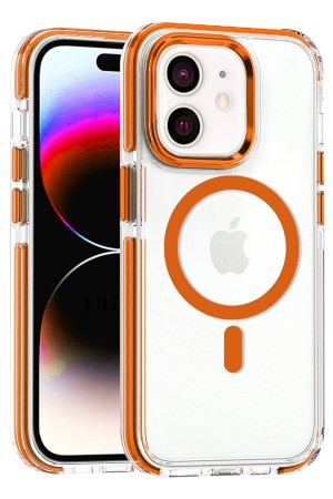 LRZ02 iPhone 11 Bella Magsafe Kapak - Turuncu