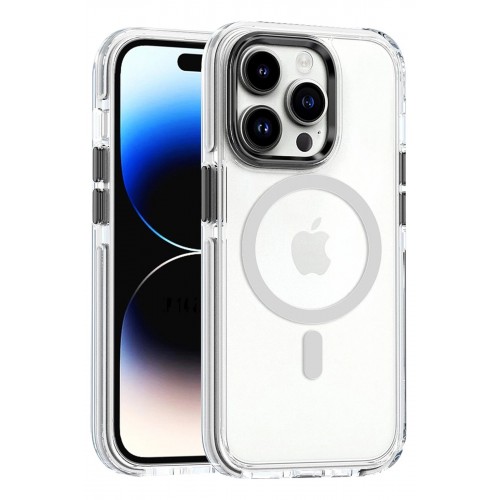 LRZ02 iPhone 15 Pro Bella Magsafe Kapak - Gri