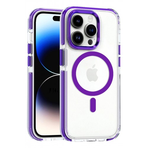 LRZ02 iPhone 15 Pro Max Bella Magsafe Kapak - Derin Mor