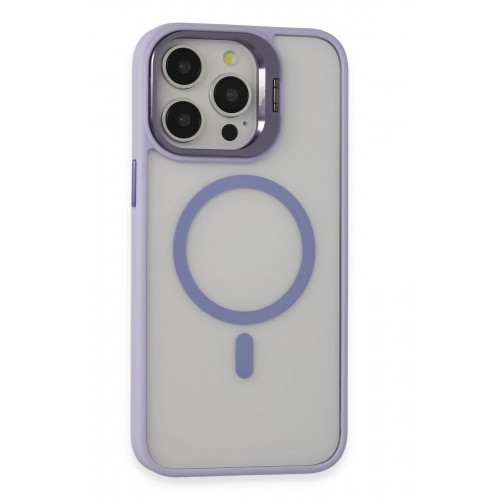 LRZ02 iPhone 15 Pro Max Kılıf Roblox Lens Magsafe Standlı Kapak - Lila