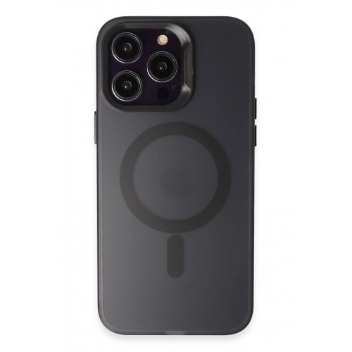 LRZ02 iPhone 15 Pro Max Kılıf Mateks Magsafe Kapak - Siyah