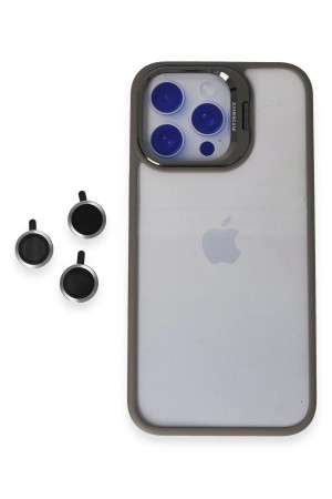 LRZ02 iPhone 15 Pro Max Kılıf Roblox Lens Standlı Kapak - Titan Gri&hellip;