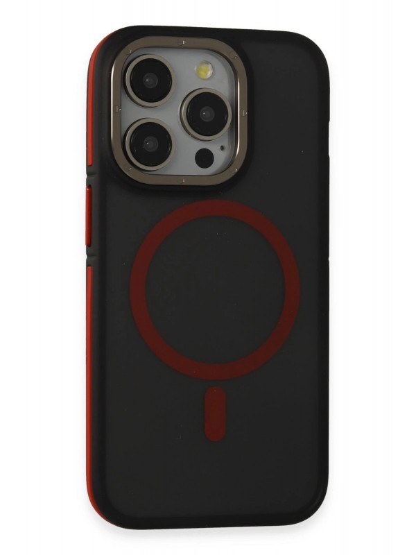 LRZ02 iPhone 15 Pro Max Rocky Magsafe Kapak - Siyah-Kırmızı&hellip;