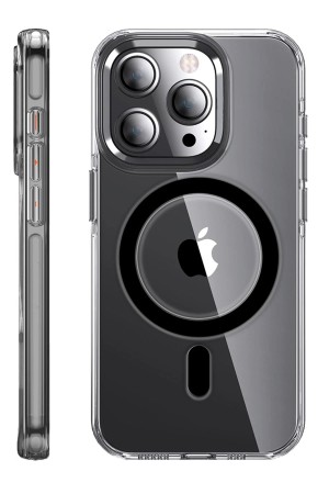 LRZ02 iPhone 14 Pro Kılıf Crystal Magsafe Kapak - Siyah&hellip;