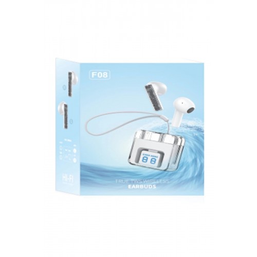 LRZ02 F08 Dijital Şarj Göstergeli TWS Bluetooth Kulaklık - Mavi