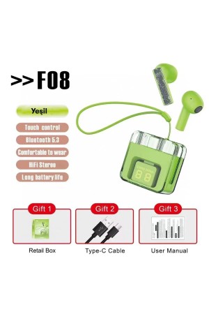 LRZ02 F08 Dijital Şarj Göstergeli TWS Bluetooth Ku