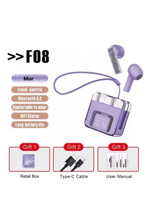 LRZ02 F08 Dijital Şarj Göstergeli TWS Bluetooth Ku