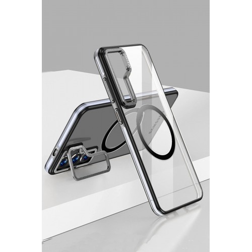 LRZ02 Samsung Galaxy S24 Crystal Magsafe Kapak - Siyah