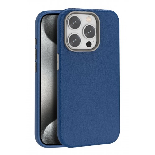 LRZ02 iPhone 14 Pro Max Kılıf Wonder Deri Magsafe Kapak - Lacivert