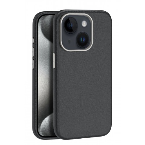 LRZ02 iPhone 15 Kılıf Wonder Deri Magsafe Kapak - Siyah