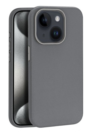 LRZ02 iPhone 15 Kılıf Wonder Deri Magsafe Kapak - Titan Gri&hellip;