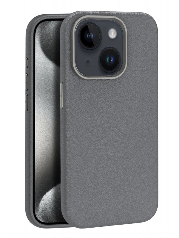 LRZ02 iPhone 15 Kılıf Wonder Deri Magsafe Kapak - Titan Gri&hellip;
