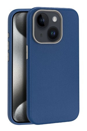 LRZ02 iPhone 15 Kılıf Wonder Deri Magsafe Kapak - Lacivert&hellip;