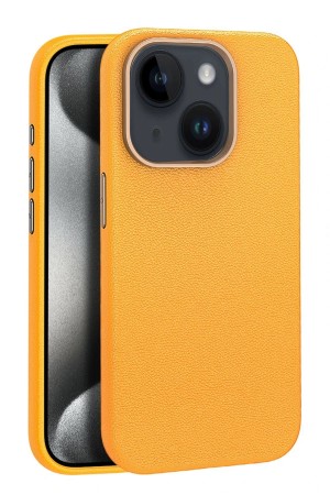 LRZ02 iPhone 15 Kılıf Wonder Deri Magsafe Kapak - Turuncu&hellip;