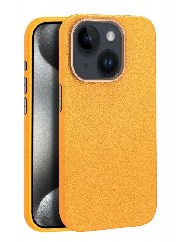 LRZ02 iPhone 15 Kılıf Wonder Deri Magsafe Kapak - Turuncu&hellip;