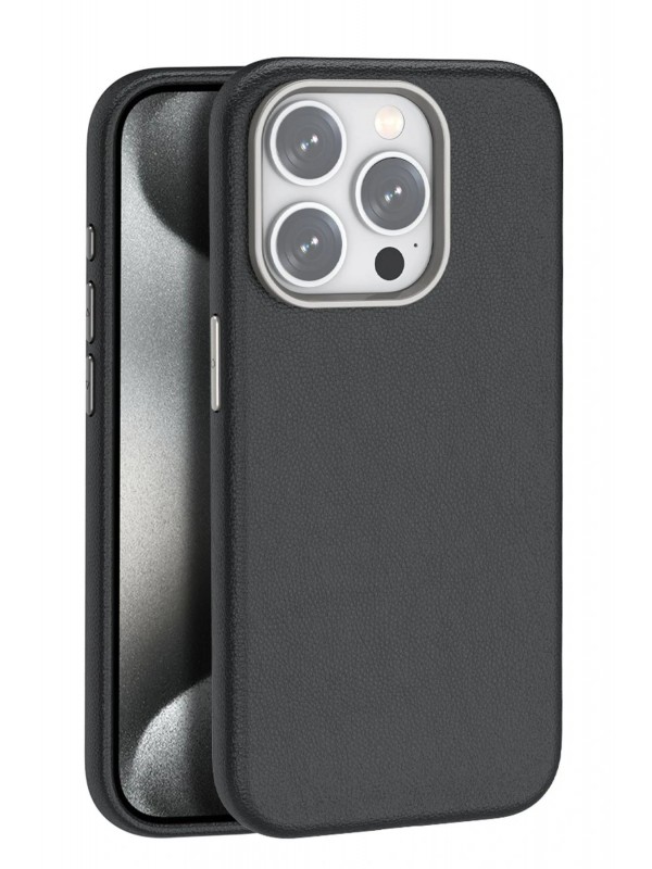LRZ02 iPhone 15 Pro Kılıf Wonder Deri Magsafe Kapak - Siyah&hellip;
