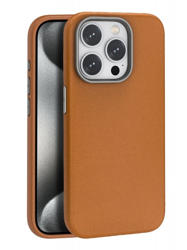 LRZ02 iPhone 15 Pro Max Kılıf Wonder Deri Magsafe Kapak - Kahverengi&hellip;