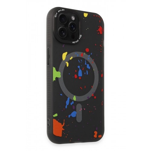 LRZ02 iPhone 14 Pro Colorful Magsafe Kapak - Siyah