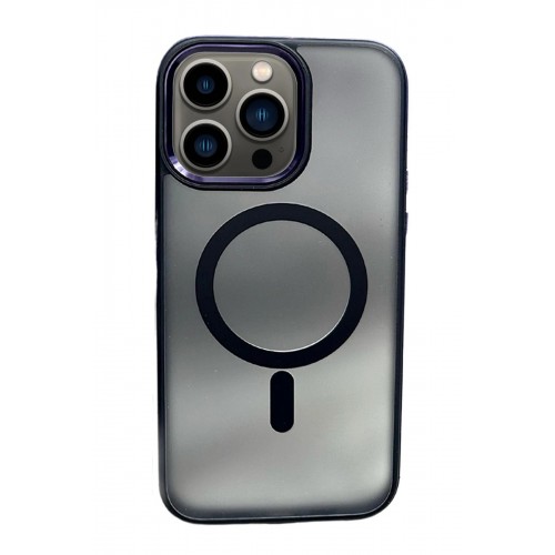 LRZ02 iPhone 15 Pro Solid Magsafe Kapak - Derin Mor