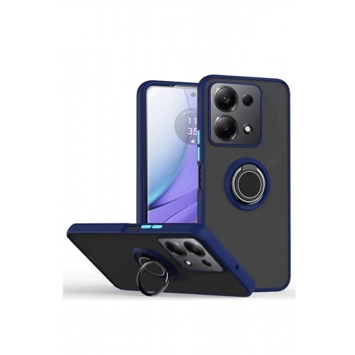 LRZ02 Xiaomi Redmi Note 13 Pro 4G Montreal Yüzüklü Silikon Kapak - Lacivert