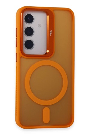 LRZ02 Samsung Galaxy S24 Flet Lens Magsafe Kapak - Turuncu&hellip;