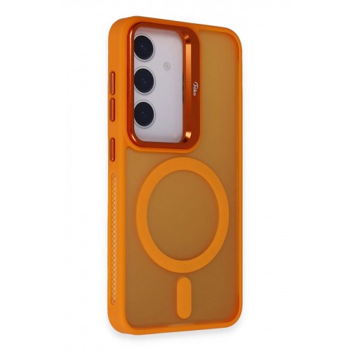 LRZ02 Samsung Galaxy S24 Plus Flet Lens Magsafe Kapak - Turuncu