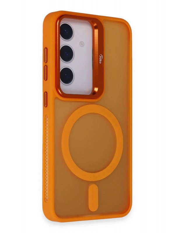LRZ02 Samsung Galaxy S24 Plus Flet Lens Magsafe Kapak - Turuncu&hellip;