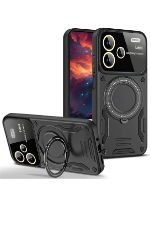 LRZ02 Xiaomi Redmi Note 13 Pro Plus Joy Lens Standlı Kapak - Siyah&hellip;