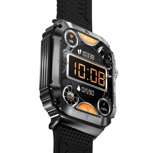 LRZ02 OD3 2.1 inç IPS Ekran IP68 Su Geçirmez Konuşma ve NFC Özellikli Akıllı Saat - Siyah