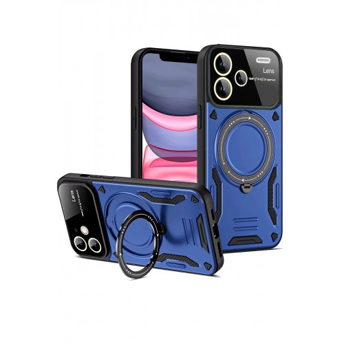 LRZ02 Xiaomi Redmi Note 13 Pro Plus Joy Lens Standlı Kapak - Lacivert