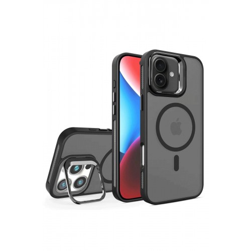 LRZ02 iPhone 16 Flet Lens Magsafe Kapak - Siyah