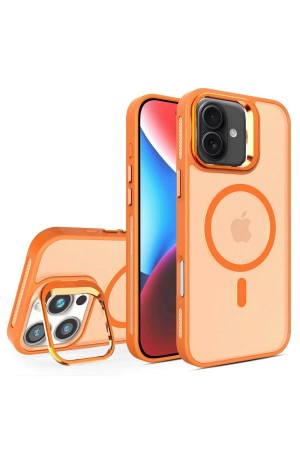 LRZ02 iPhone 16 Flet Lens Magsafe Kapak - Turuncu&hellip;