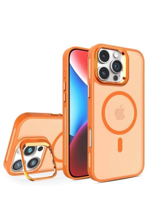 LRZ02 iPhone 16 Pro Flet Lens Magsafe Kapak - Turuncu&hellip;