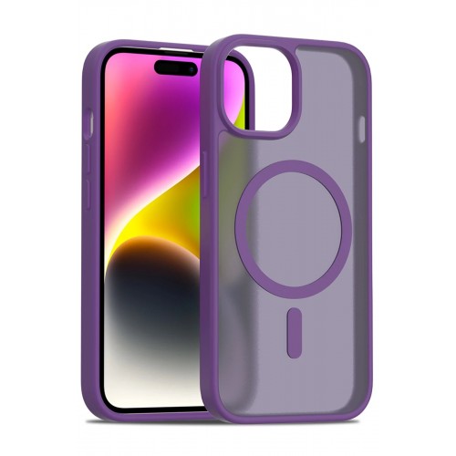 LRZ02 iPhone 15 Jota Magsafe Kapak - Derin Mor