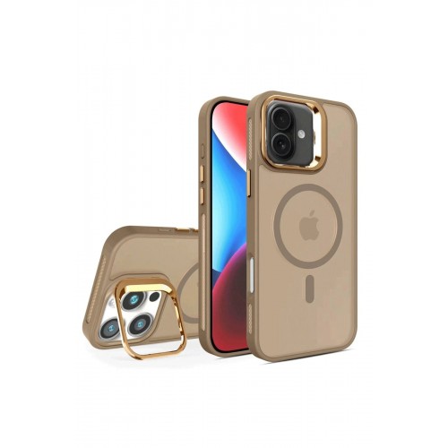 LRZ02 iPhone 16 Plus Flet Lens Magsafe Kapak - Gold