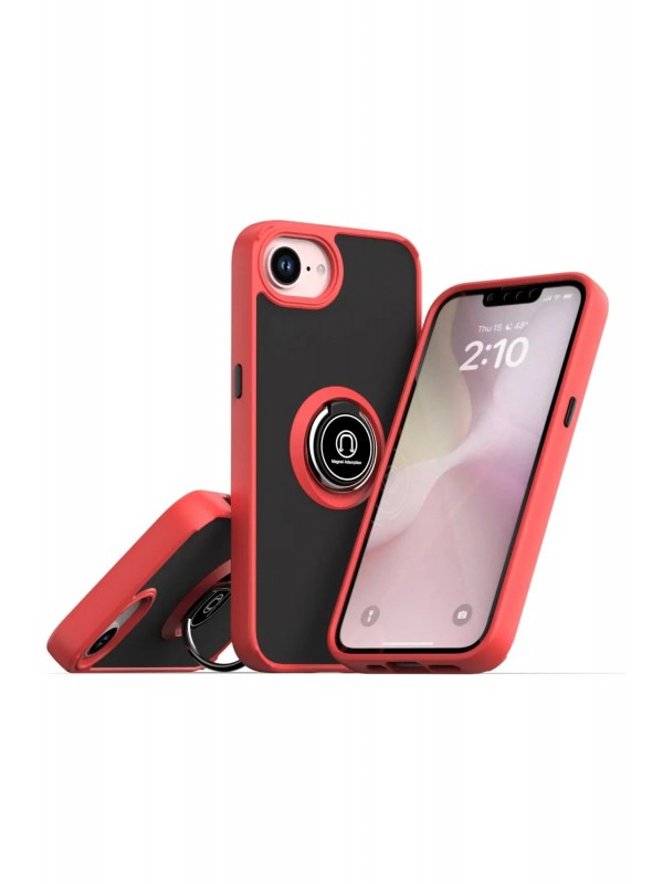 LRZ02 iPhone 16E Kılıf Montreal Yüzüklü Silikon Kapak - Kırmızı&hellip;