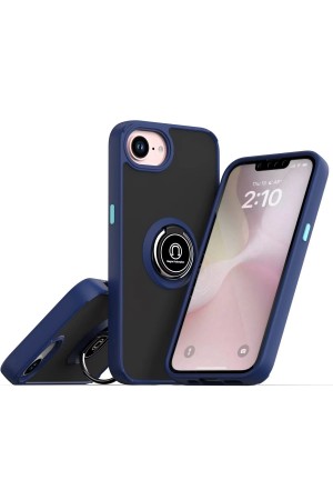 LRZ02 iPhone 16E Kılıf Montreal Yüzüklü Silikon Kapak - Lacivert&hellip;