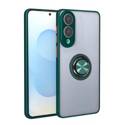 LRZ02 Samsung Galaxy S25 Edge Kılıf Montreal Yüzüklü Silikon Kapak - Yeşil