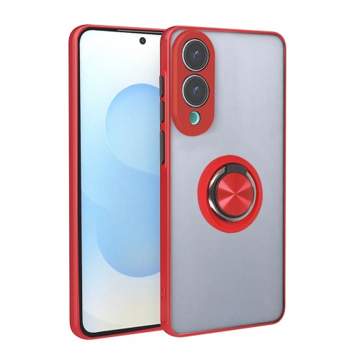 LRZ02 Samsung Galaxy S25 Edge Kılıf Montreal Yüzüklü Silikon Kapak - Kırmızı