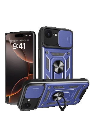 LRZ02 iPhone 16E Kılıf Pars Lens Yüzüklü Silikon - Lacivert&hellip;