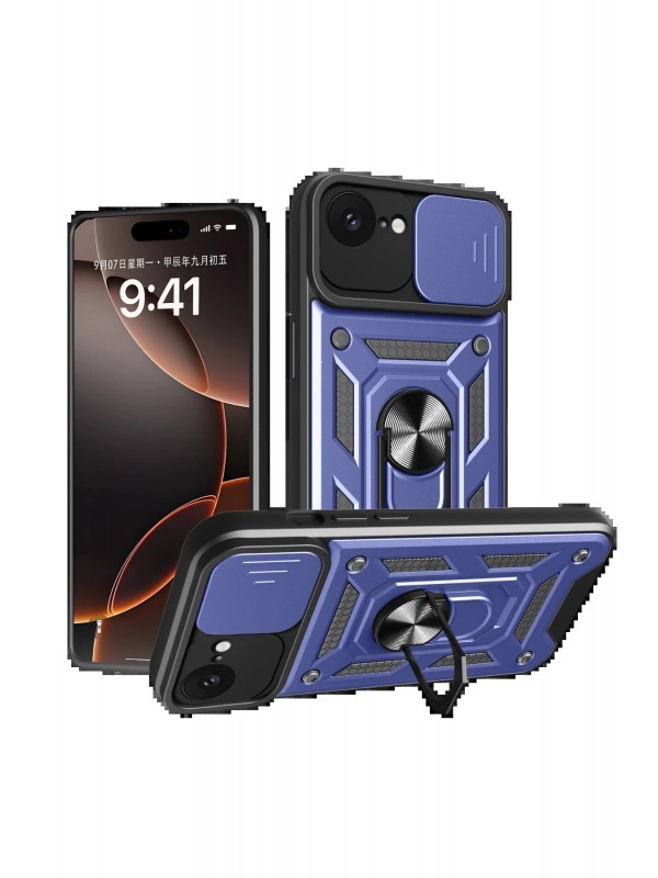 LRZ02 iPhone 16E Kılıf Pars Lens Yüzüklü Silikon - Lacivert&hellip;