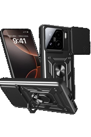 LRZ02 Xiaomi Mi 15 Kılıf Pars Lens Yüzüklü Silikon - Siyah&hellip;